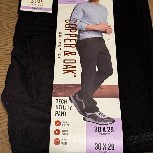 New Black Tech Utility Pant 30x29 Straight Fit - Picture 1 of 3